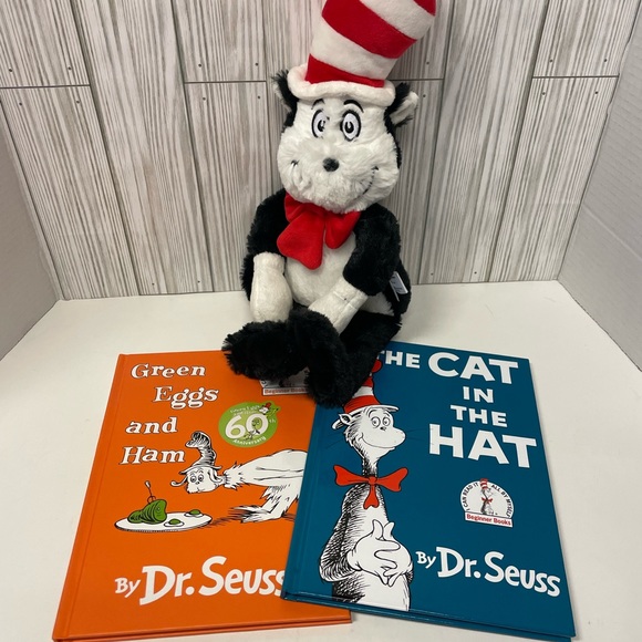 Dr. Suess The Cat in the Hat Plush & Book Lot - Picture 1 of 4